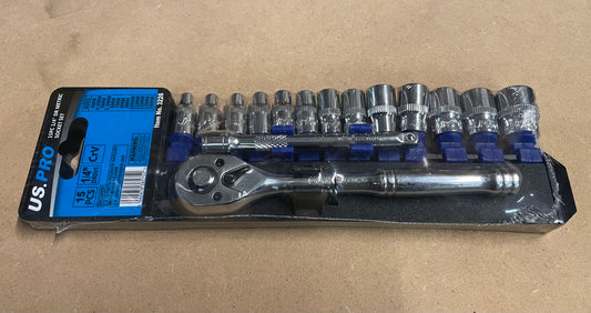 US Pro 3/8" ratchet and socket set